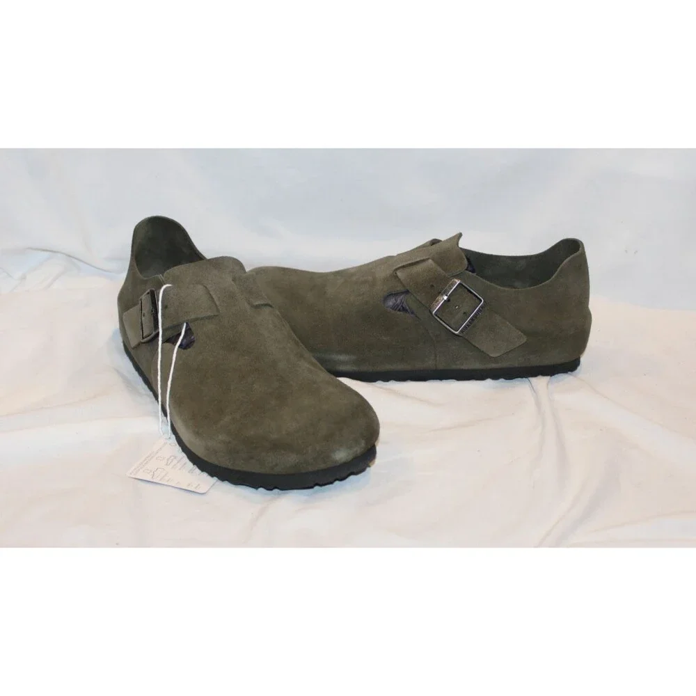 Birkenstock London Men's BS Black Suede Sandals DRIED THYME EU 43 REGULAR‎ US 10